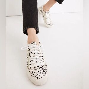 Madewell Sidewalk Low-Top Sneakers in Spatter-Painted Calf Hair Woman’s Sz 7M